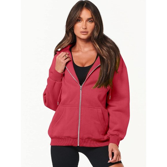 Women's Oversized Zip Up Hoodies Sweatshirts Y2K Clothes Jackets with Pockets - Picture 2 of 8